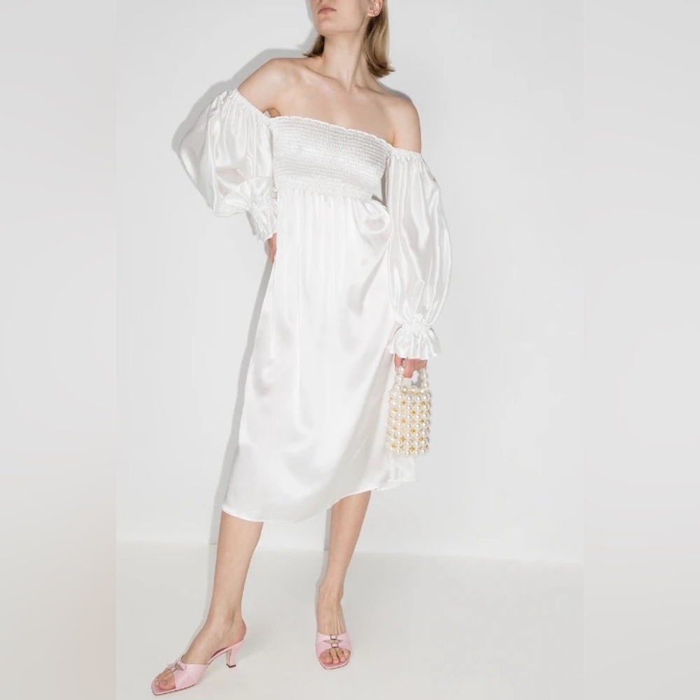 Sleeper Atlanta Off-The-Shoulder Silk Midi Dress - Picture 7 of 10